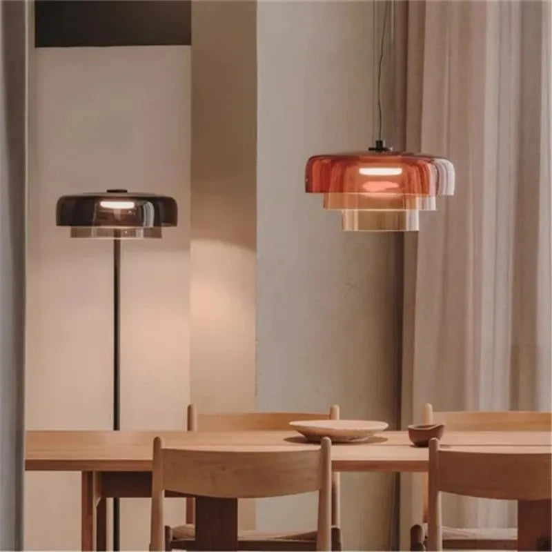 Afralia™ Levels Colorful Glass Pendant Light: Modern LED Chandelier for Dining Room, Bar, and Living Room