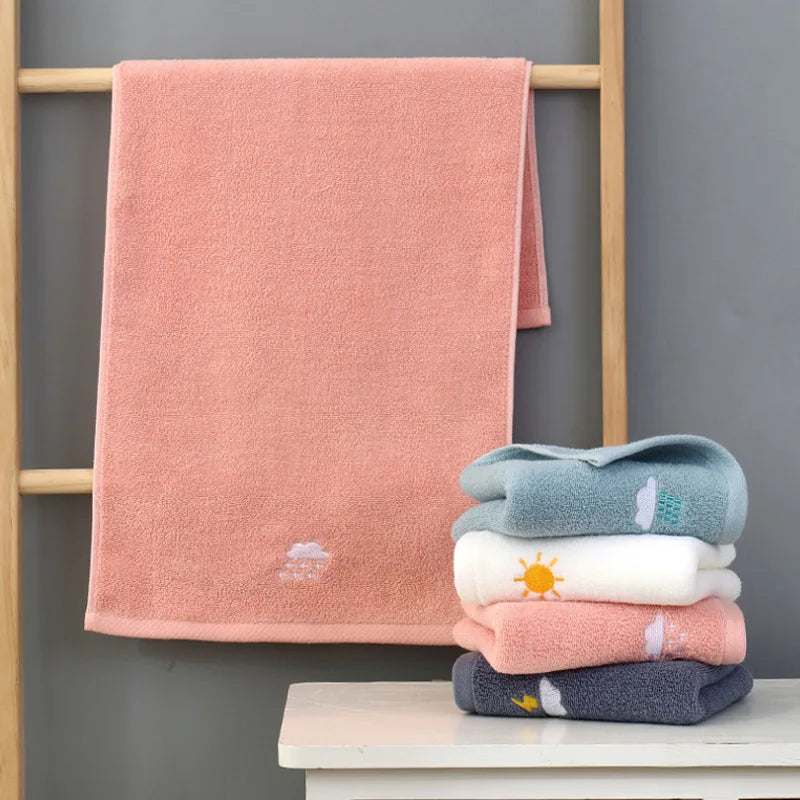 Afralia™ Kids Weather Embroidery Cotton Terry Towel - High Quality Turban for Face and Hair