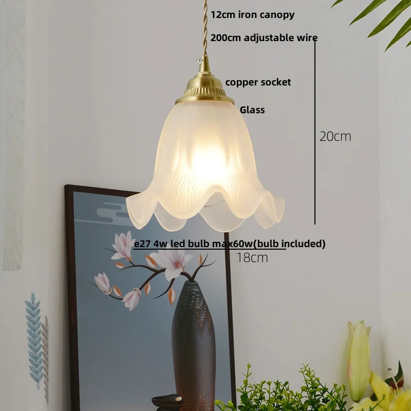 Afralia™ White Glass LED Pendant Lamp Copper Hanging Light Nordic Modern