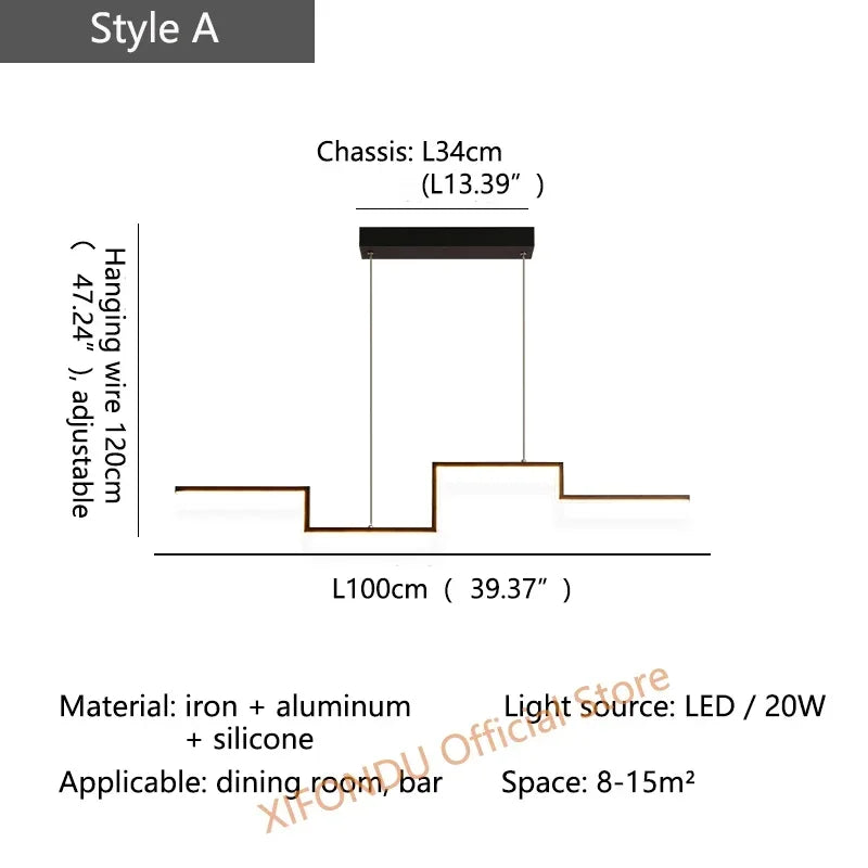 Afralia™ Nordic Black LED Chandelier Lighting for Living Dining Room Kitchen Office Island