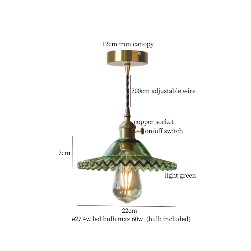 Afralia™ Brass Amber Glass LED Pendant Light for Restaurant Bedside Kitchen Loft Bar