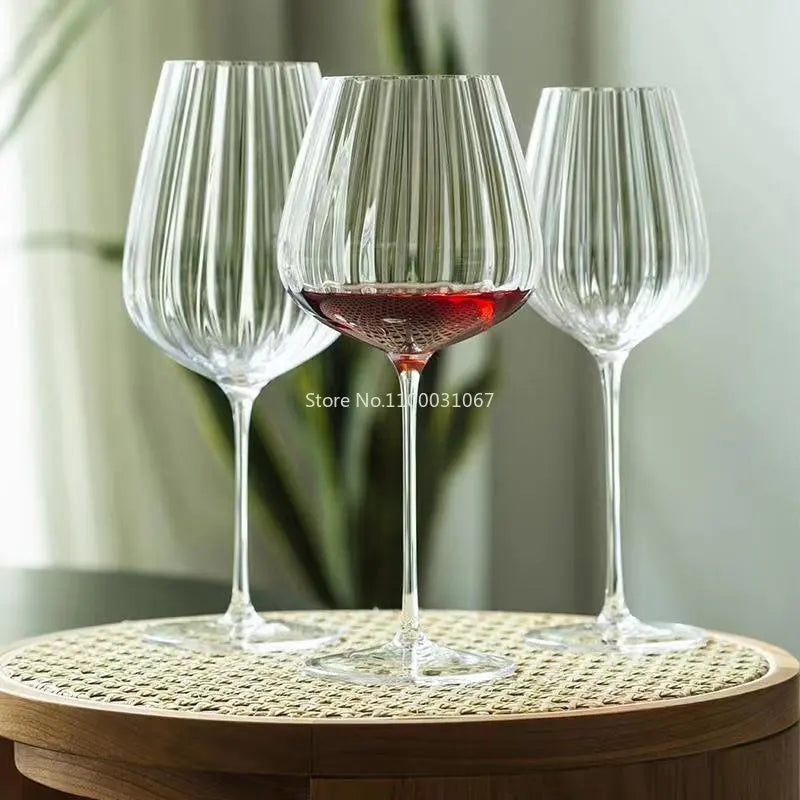 Afralia™ Luxe Ripple Crystal Glasses Set - Elegant Wine & Champagne Goblets for Home & Parties