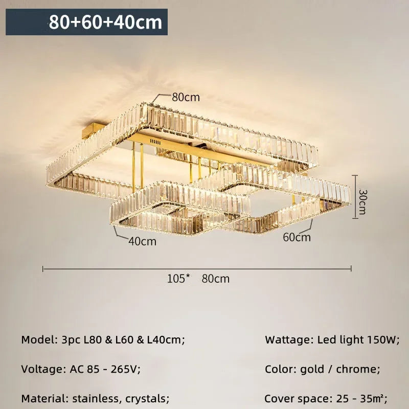 Afralia™ Crystal Dimmable Ceiling Light - Luxury Living Room Bedroom Lamp