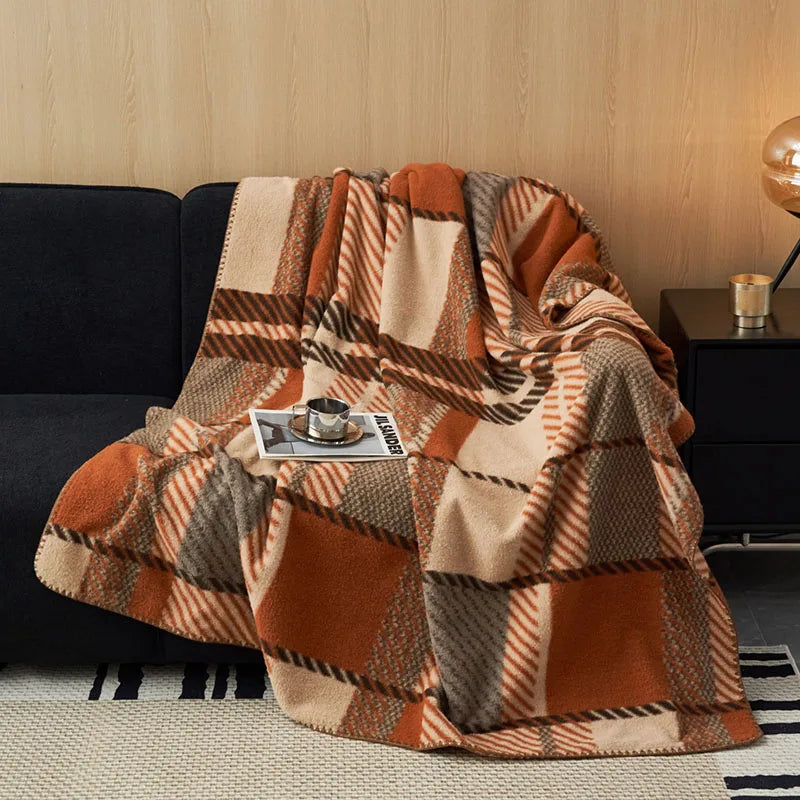 Afralia™ Luxury Faux Cashmere Sofa Blanket - Double Layered, High-End, Multifunctional Home Decor