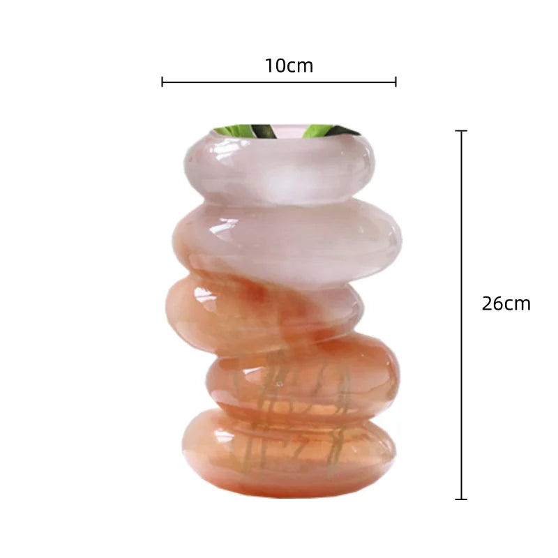 Afralia™ Geometric Glass Vase Gradient Color Floral Arrangement Home Decor Accessory