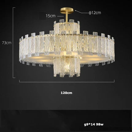 Afralia™ Rectangular Golden Copper Glass LED Chandelier for Dinning Room