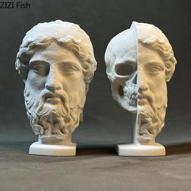 Heaven & Hell Skeleton Head Statue for Desks | Afralia™ Room Decor Ornaments