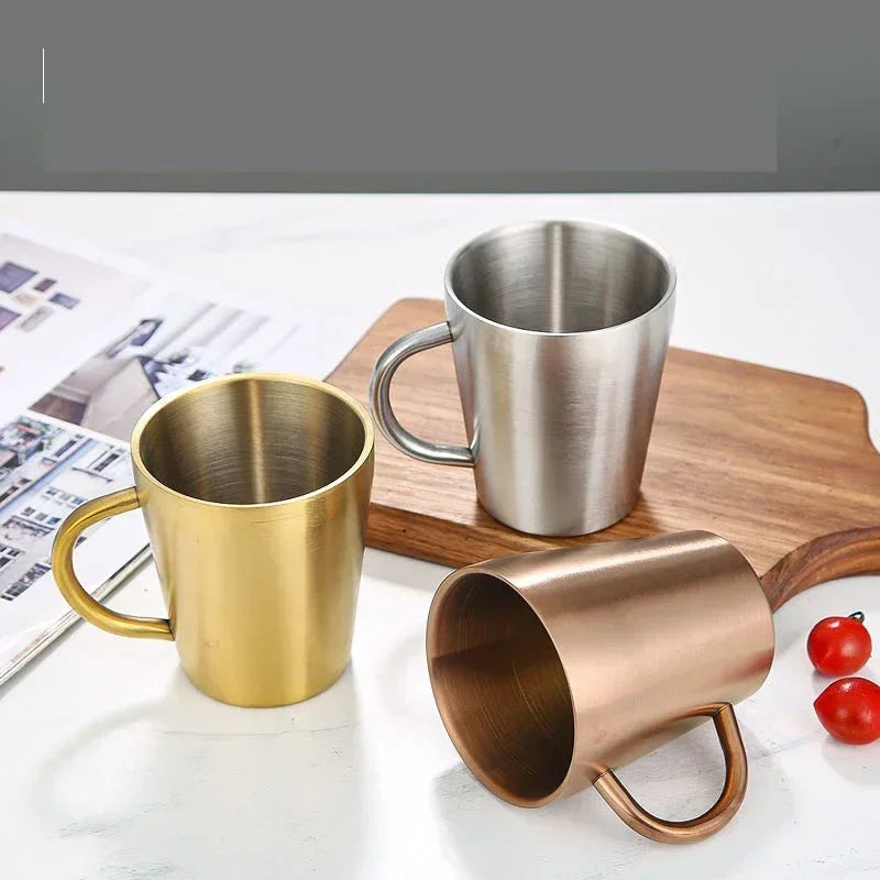 Afralia™ Stainless Steel Double Layer Mugs: Creative Insulated Coffee Cup & Beer Glass