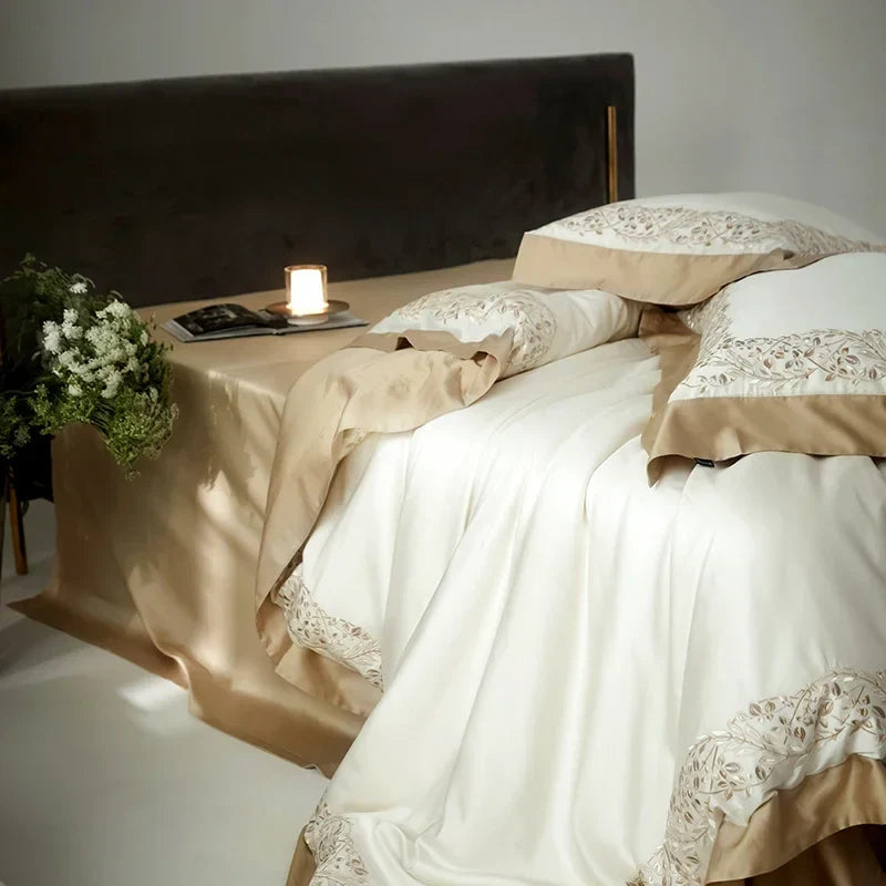 Afralia™ Egyptian Cotton Bedding Set: King/Queen Size Sheets, Blanket, Cover, Pillowcase - Solid Color