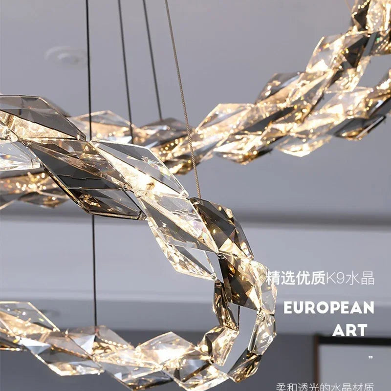 Afralia™ Crystal Ring Chandelier: Modern Dimmable LED Ceiling Fixture