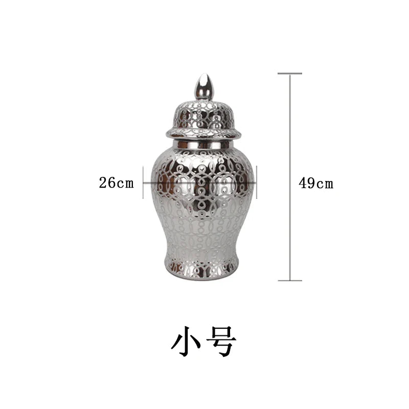 Afralia™ Golden Pattern Porcelain Ginger Jar Vase with Lid for Home Decor