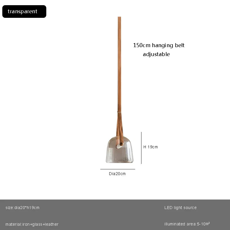 Afralia™ Glass Lustre LED Chandelier with Leather Strips Ceiling Lamp