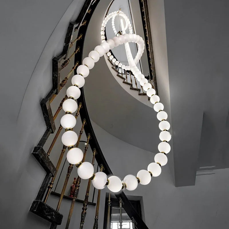 Afralia™ Pearl Necklace Chandelier: Modern Luxury Lighting for Staircase Living Room Foyer