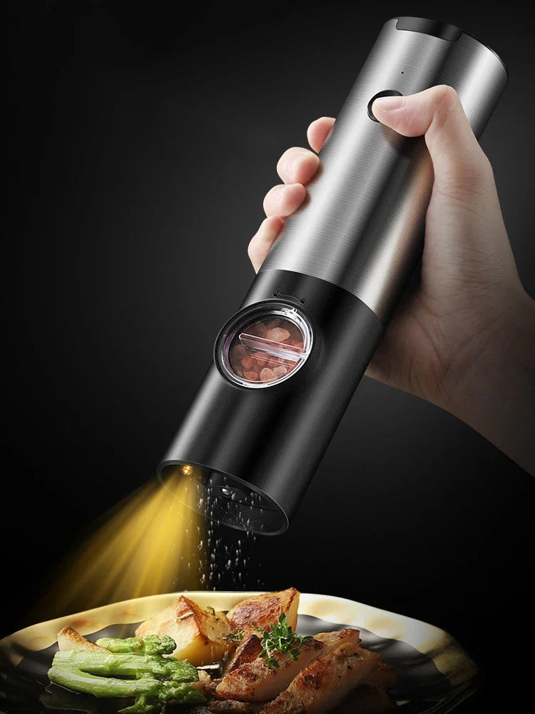 Afralia™ Rechargeable Electric Salt Pepper Grinder Set Stainless Steel Automatic Mill
