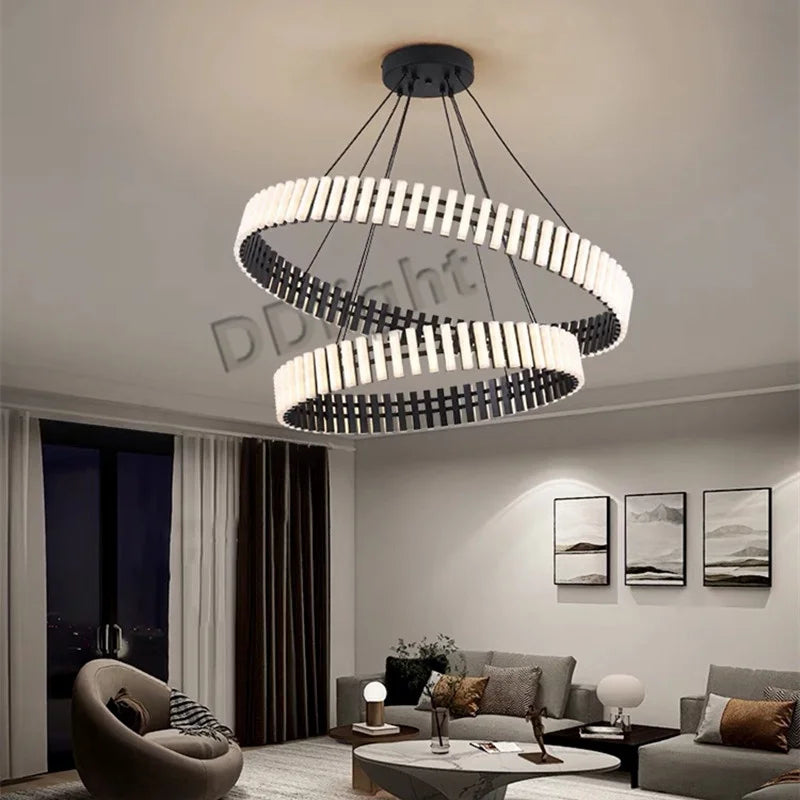 Afralia™ Lstre Modern Circle Chandelier for Bright 360° Lighting in Living Room, Bedroom, Kitchen