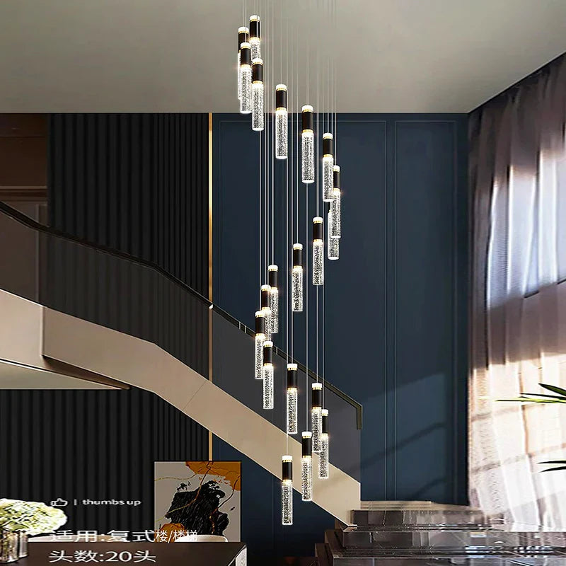 Afralia™ Modern LED Pendant Chandelier for Living Room Staircase Indoor Lighting