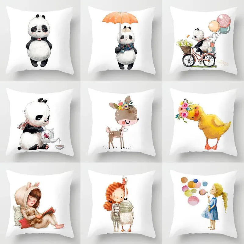 Afralia™ Panda Animal Pillowcase: Cute Cartoon Throw Pillow Cover for Home Decor