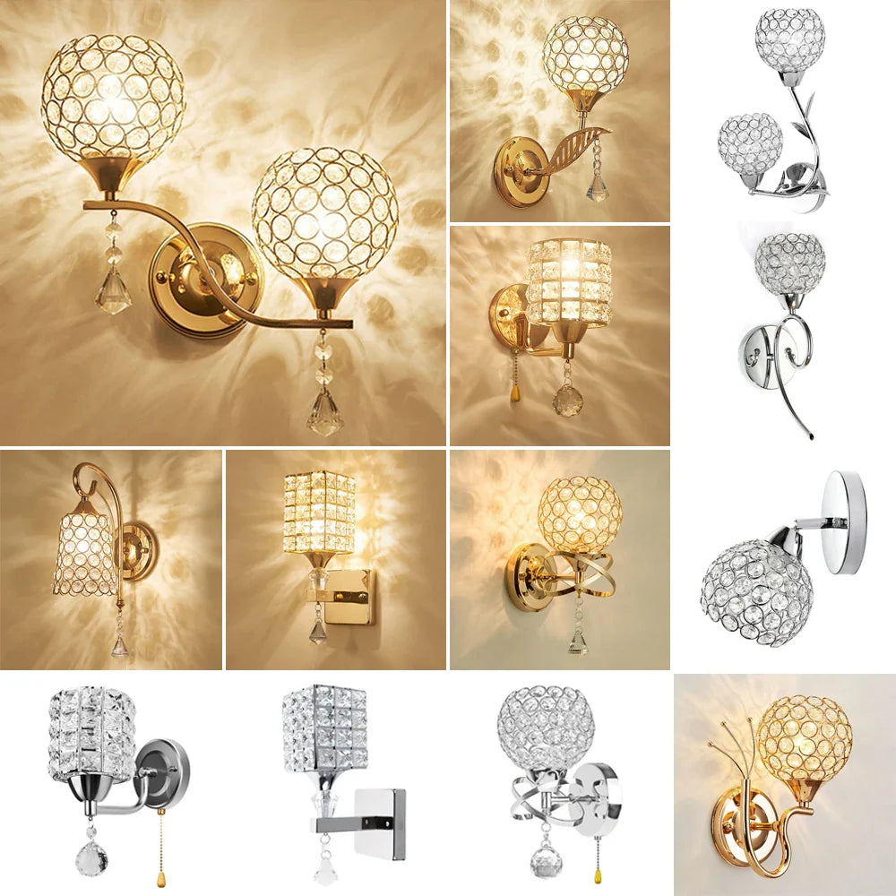 Afralia™ Modern Crystal Wall Lamp for Home Living Room Bedroom Decor