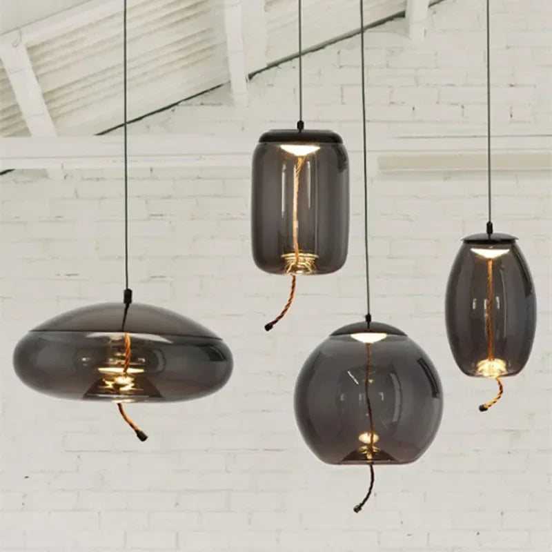 Afralia™ BROKIS Knot Glass Pendant Chandelier Luminaria Deco Bedside Lamp