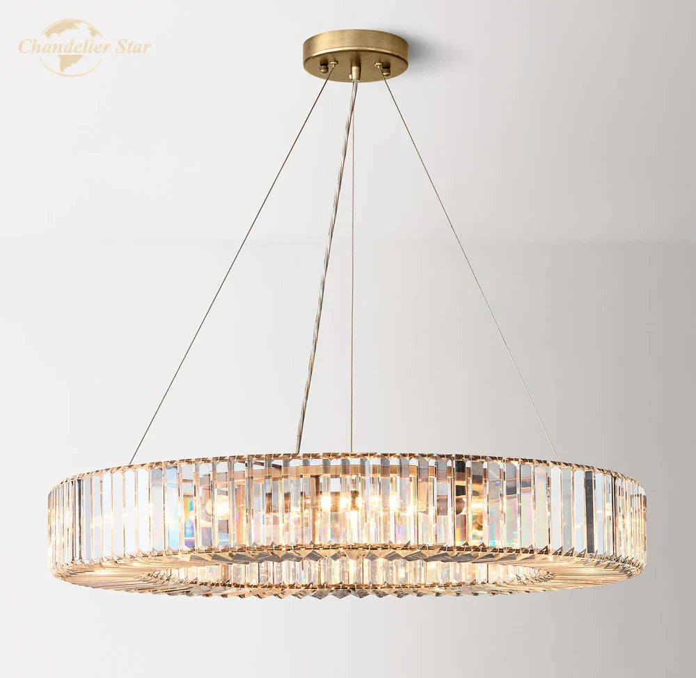 Afralia™ Crystal Halo Pendant Light: Elegant Chandelier for Bedroom Living Room Dining Room Decor