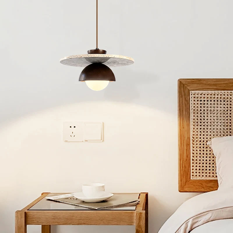 Afralia™ Yellow Travertine Pendant Light: Nordic Minimalism LED Hanging Lamps for Home Decoration