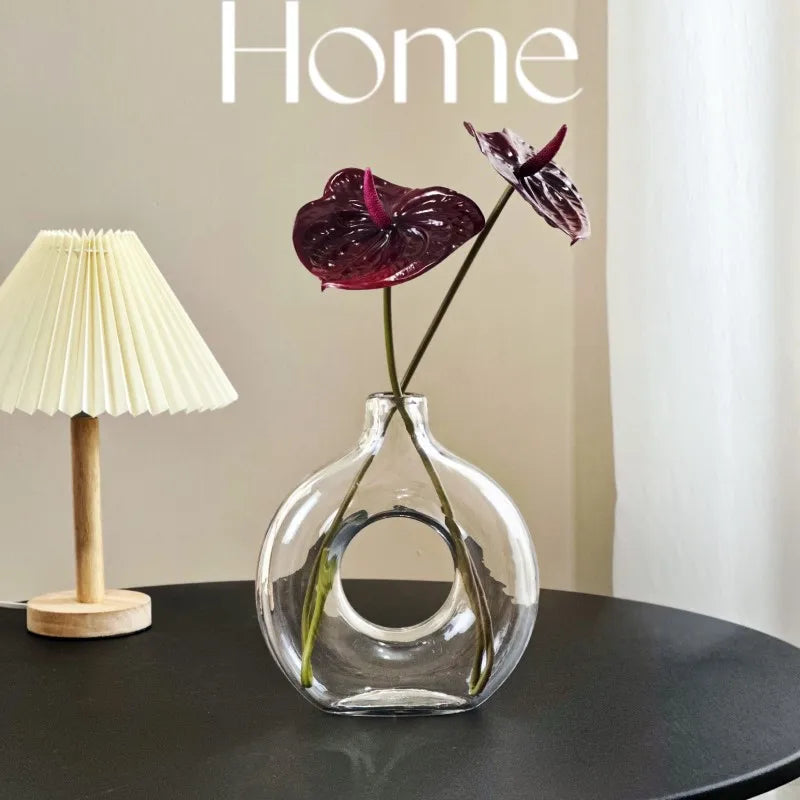 Afralia™ Geometric Circles Glass Vase for Home Decor and Flower Arrangement