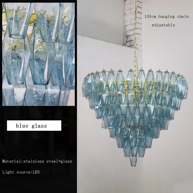 Afralia™ Amber Glass LED Ceiling Chandelier for Villa Living Room