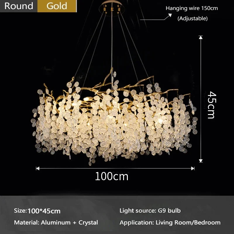 Afralia™ Luxe Crystal Ceiling Chandelier for Living Room - LED Indoor Lighting