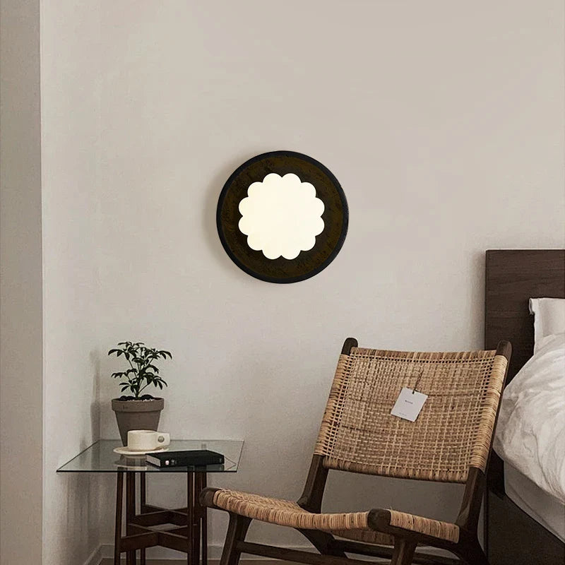 Afralia™ Wabi Sabi Black Travertine LED Wall Sconce for Home Living Lights