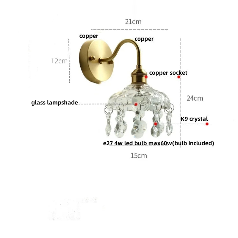 Afralia™ Conch Copper LED Wall Light Fixture with Pull Chain Switch