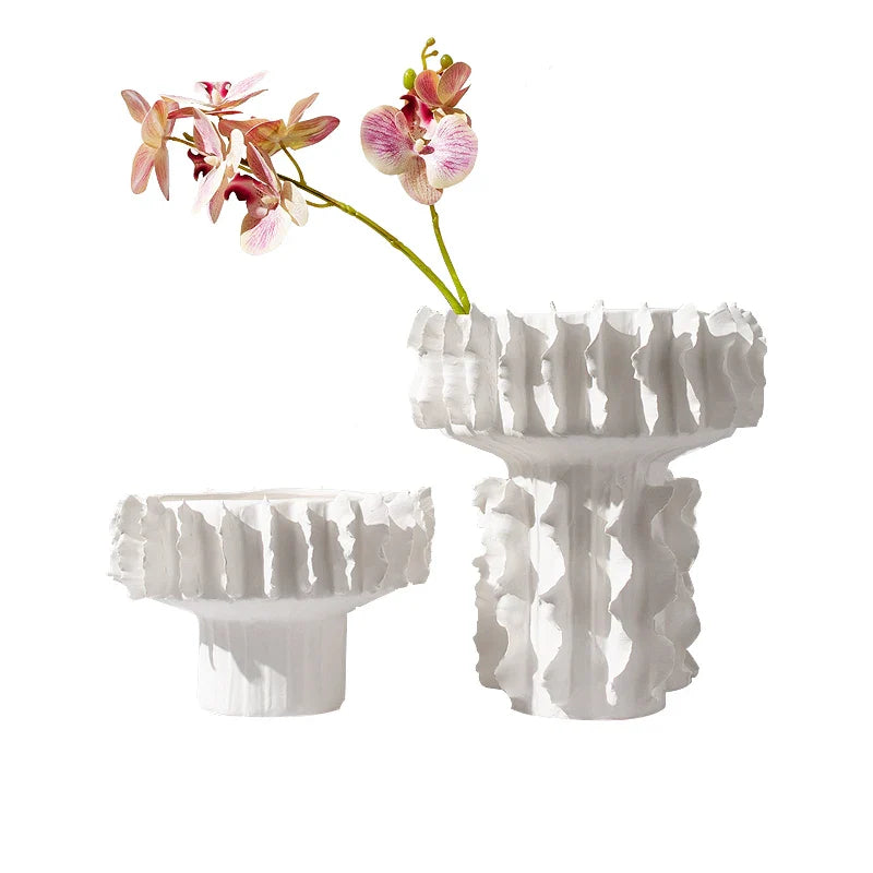 Afralia™ White Lace Ceramic Vase: Frosted Handicraft Ornament for Home Decoration