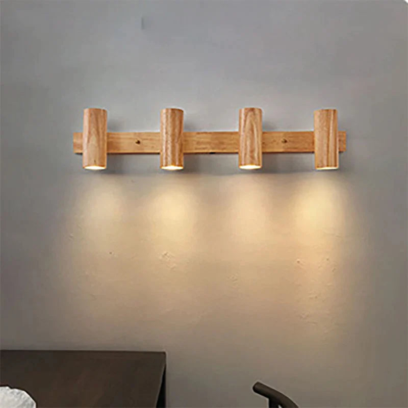 Afralia™ Wooden LED Wall Lamp Adjustable Spotlight for Bedrooms Living Rooms Study Illumination