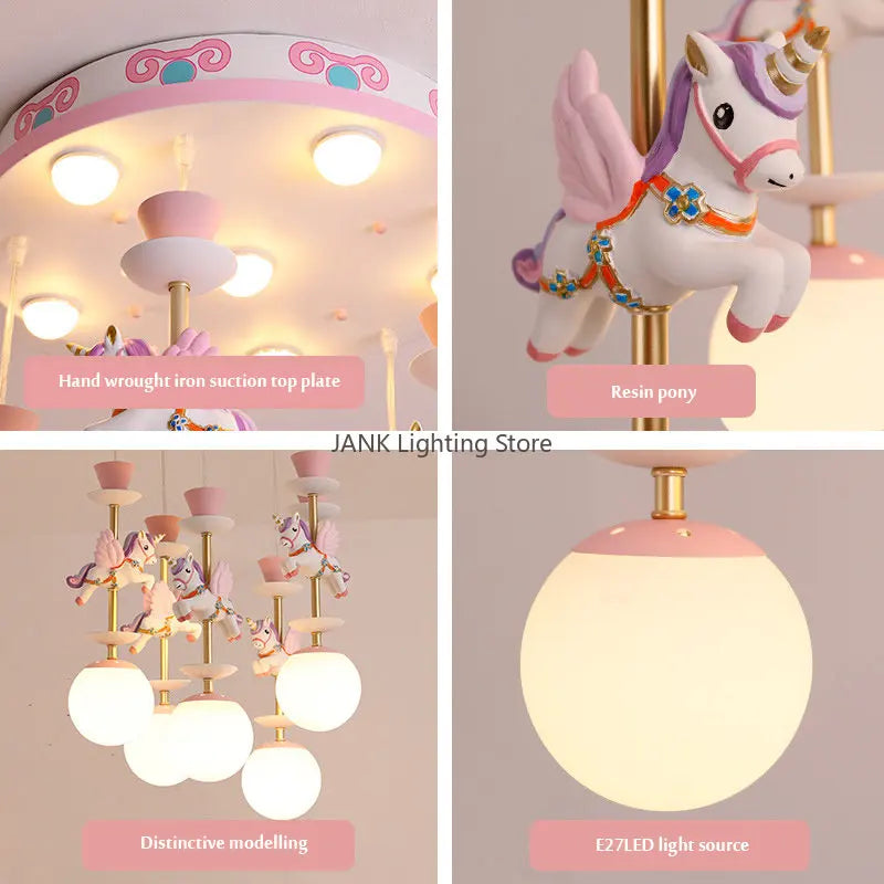 Afralia™ Creative Unicorn LED Pendant Ceiling Light for Children's Room