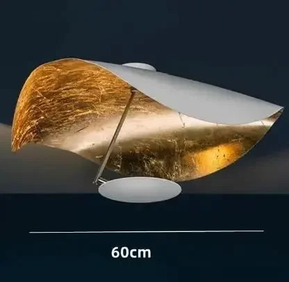 Afralia™ Lederam Manta Pendant: Industrial Black & Gold Ceiling Light with Lotus Leaf Design