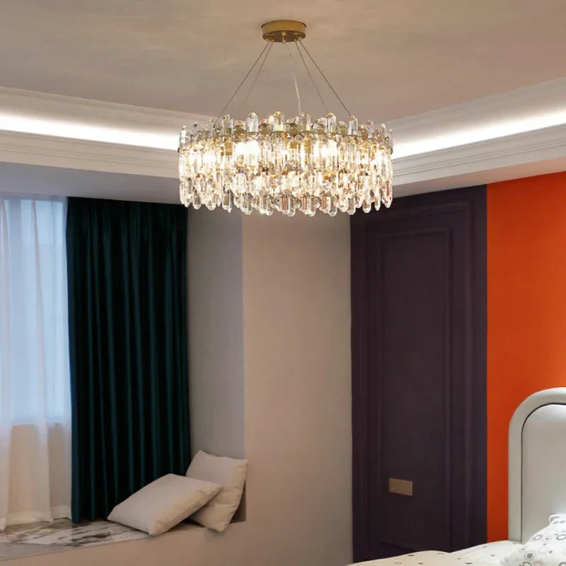 Afralia™ Luxury Crystal Chandeliers for Home Dining Room Living Room Villa Ceiling Lights