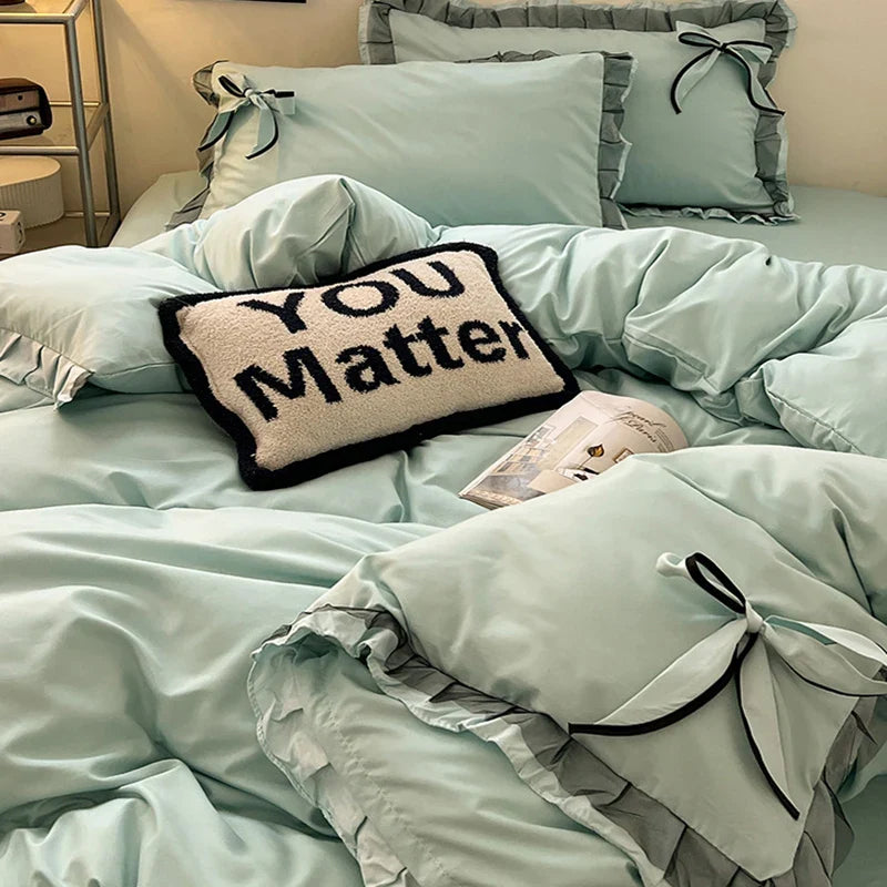 Afralia™ Cotton Embroidery Bedding Set with Lace for All Seasons