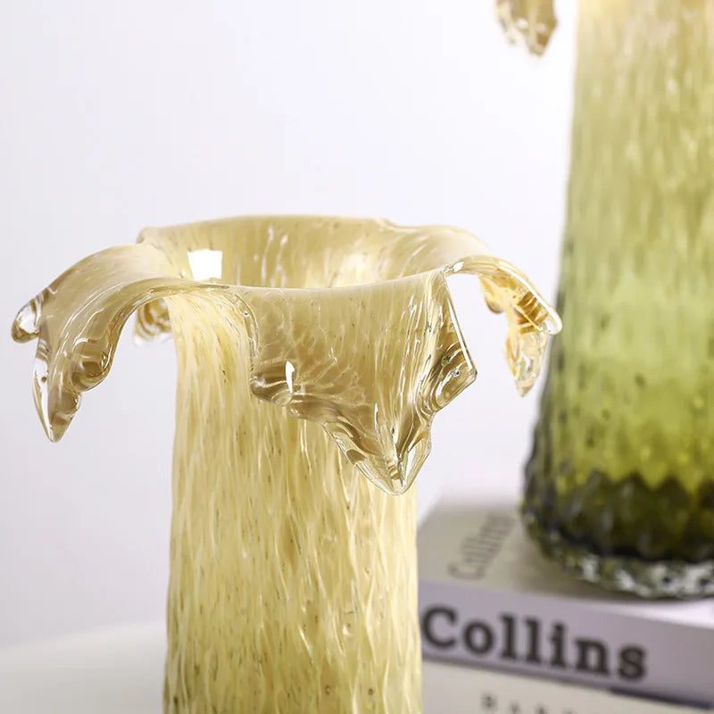 Afralia™ Gradient Glass Vase & Fruit Plate Set for Home Decor & Storage