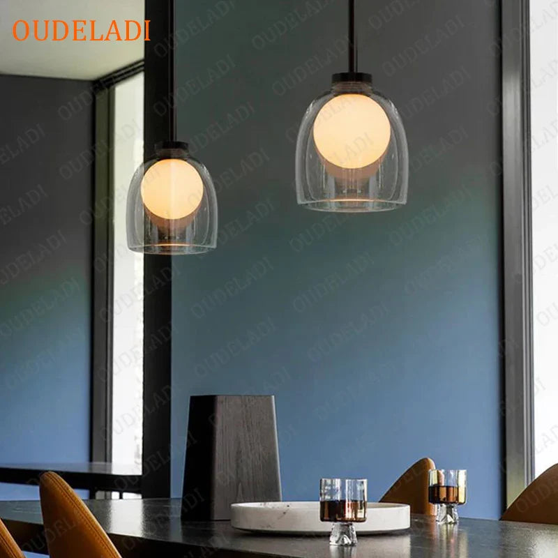 Afralia™ Nordic Glass Pendant Lights: Modern LED Hanging Luminaires for Kitchen, Dining, Living Room