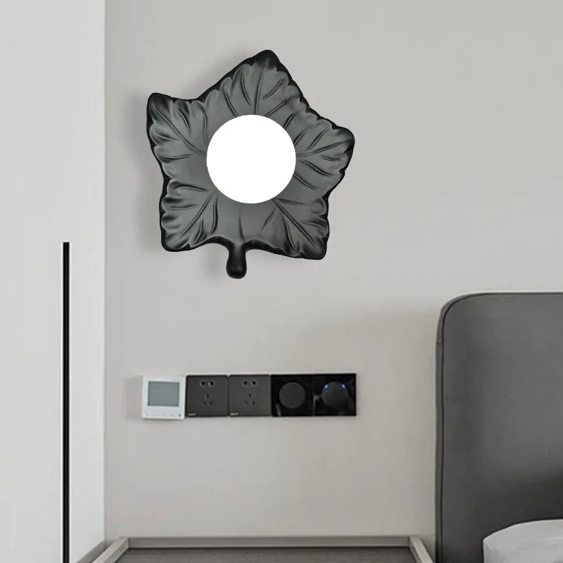 Afralia™ Maple Leaves Plastic Ball Wall Light: Nordic Style Living Room Decoration