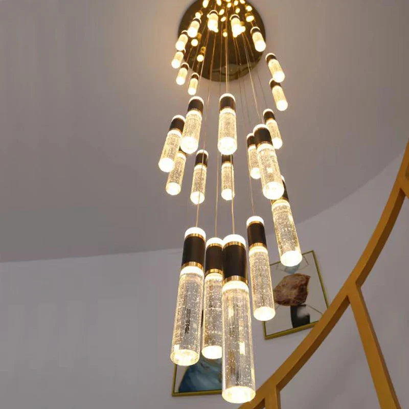 Afralia™ Cylindrical Crystal Chandelier: Modern Villa Living Room Lamp for Stylish Interiors.