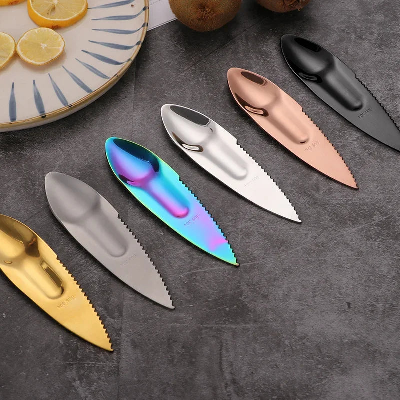 Afralia™ Stainless Steel Kiwi Fruit Knife Spoon Divider Opener Passion Fruit Opener