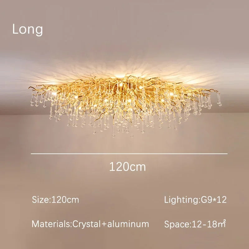 Afralia™ Gold Crystal Chandelier: Dining Living Room Kitchen Table Modern Luxury Lighting