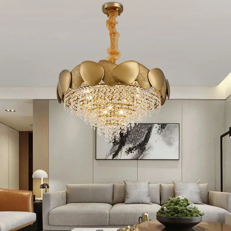 Afralia™ Crystal Chandelier: Modern LED Tassels Stainless Steel Pendant Light for Living Room