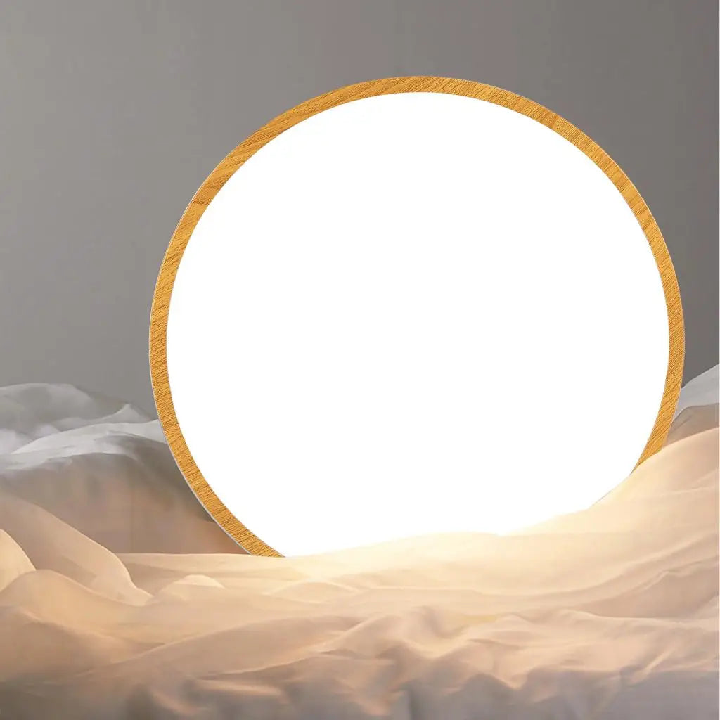 Afralia™ Wood LED Ceiling Lamp: Modern Nordic Round Light Fixture for Living Room & Bedroom