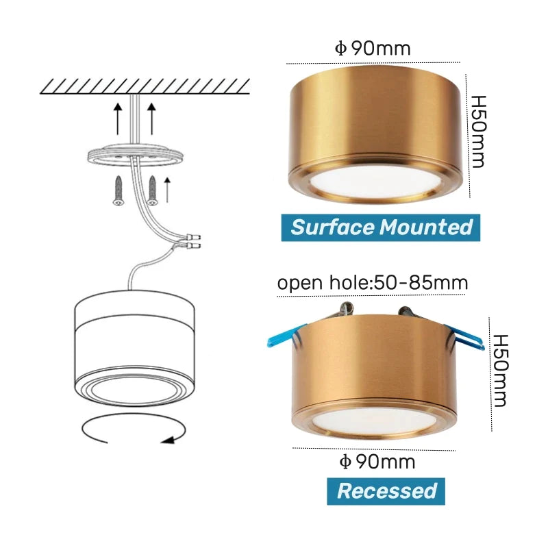 Afralia™ Antique Gold LED Ceiling Downlights for Retro Home Lighting