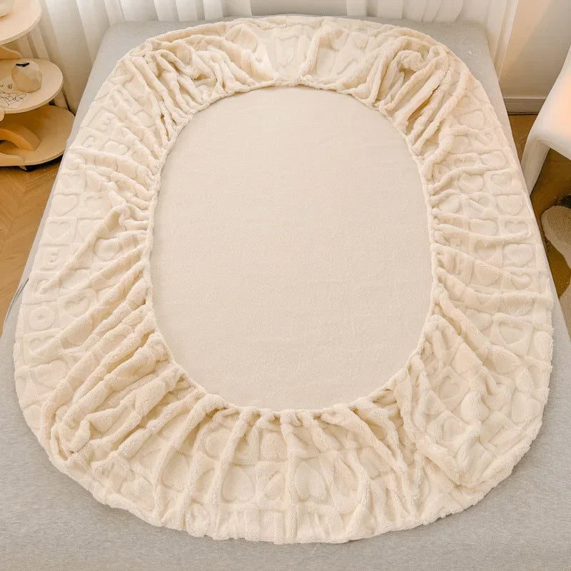Afralia™ Milk Velvet Fitted Sheet: Soft Fleece Bed Cover for Cozy Winter Nights