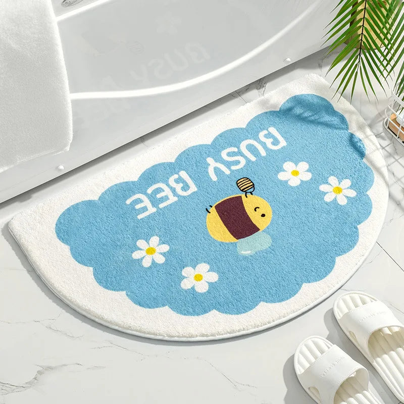 LUNABIRD Text Flowers Soft Floor Mat - Small Fresh Design