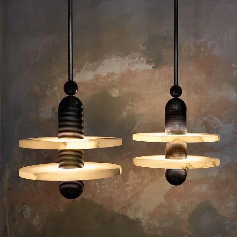 Afralia™ Marble LED Pendant Lights: Gold Black Aluminum, Adjustable Cord, Dinging Room, Bedside Hang Lamp