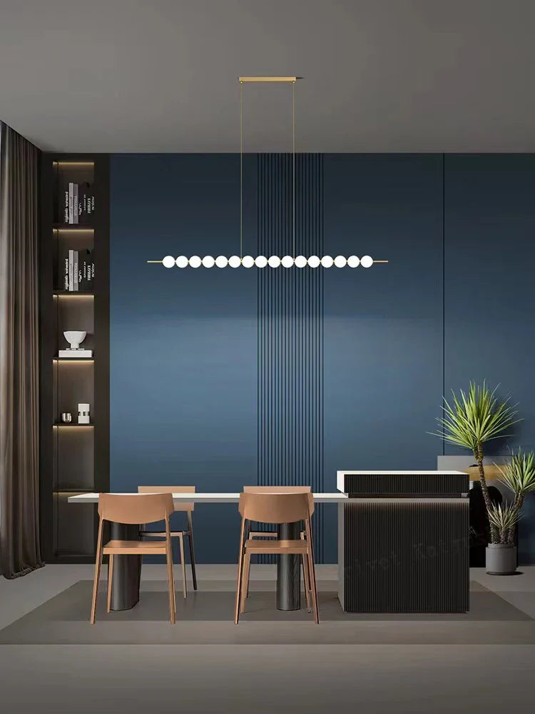 Afralia™ Modern Magic Bean Brass White Ball LED Ceiling Chandelier