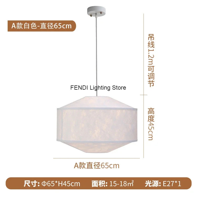 Afralia™ Wabi Sabi Fabric Chandelier Drum Pendant Light for Bedroom Living Room